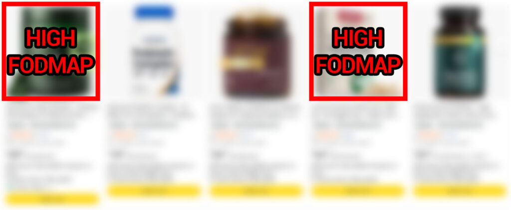 Online comparison of prebiotic supplements highlighting products with high-FODMAP ingredients