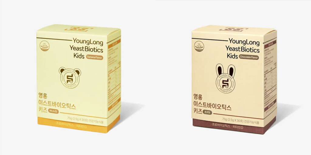 YoungLong Yeast Biotics Kids probiotics in banana and chocolate flavors